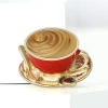 New exquisite and creative alloy enamel coffee cup brooch, personalized and creative women's clothing brooch accessory pin Specification image